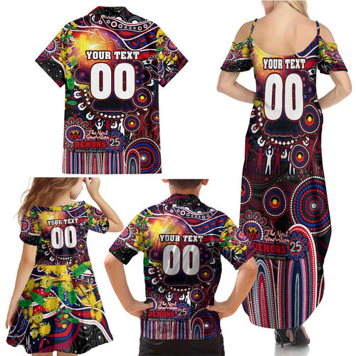 Personalised NAIDOC Week 2025 Demons Football Family Matching Summer Maxi Dress and Hawaiian Shirt Aboriginal Dot Painting