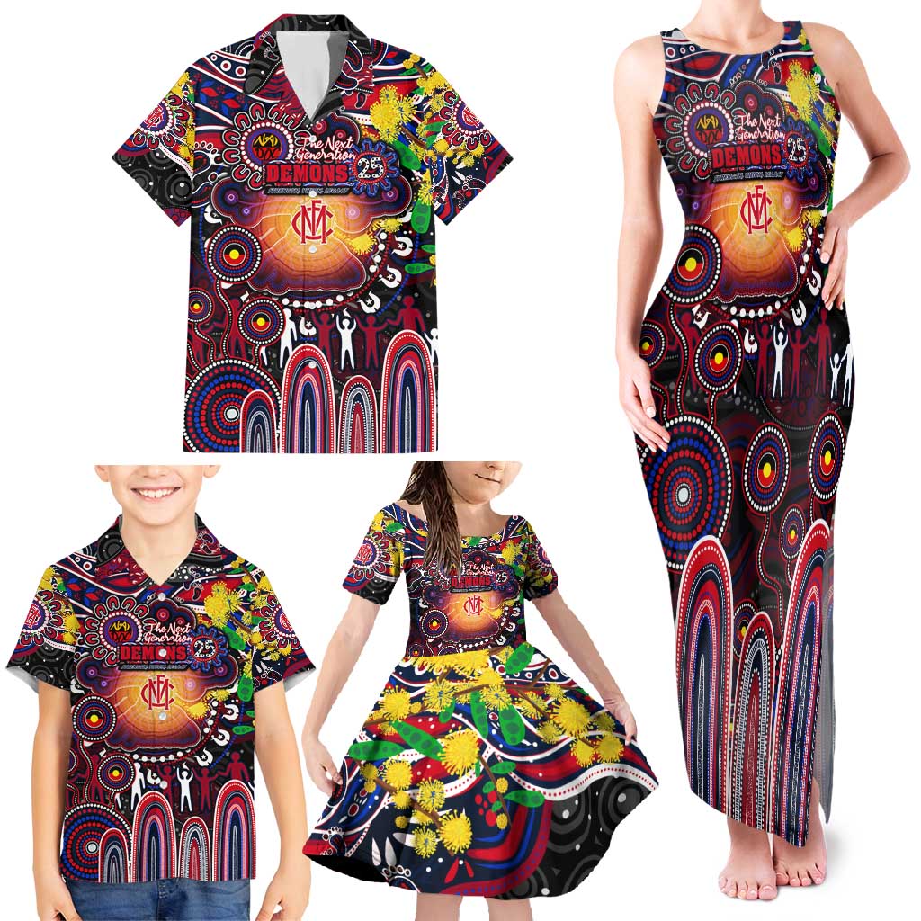 Personalised NAIDOC Week 2025 Demons Football Family Matching Tank Maxi Dress and Hawaiian Shirt Aboriginal Dot Painting