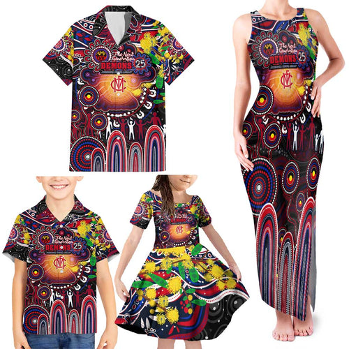 Personalised NAIDOC Week 2025 Demons Football Family Matching Tank Maxi Dress and Hawaiian Shirt Aboriginal Dot Painting