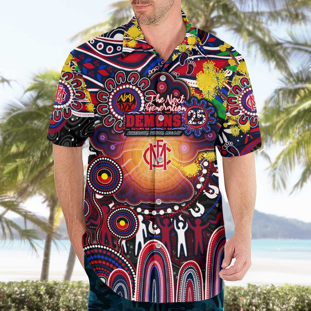 Personalised NAIDOC Week 2025 Demons Football Hawaiian Shirt Aboriginal Dot Painting