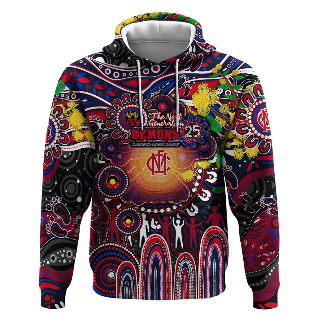 Personalised NAIDOC Week 2025 Demons Football Hoodie Aboriginal Dot Painting