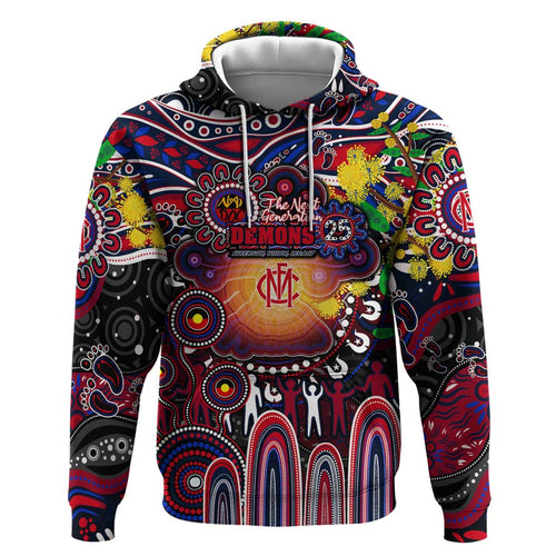 Personalised NAIDOC Week 2025 Demons Football Hoodie Aboriginal Dot Painting