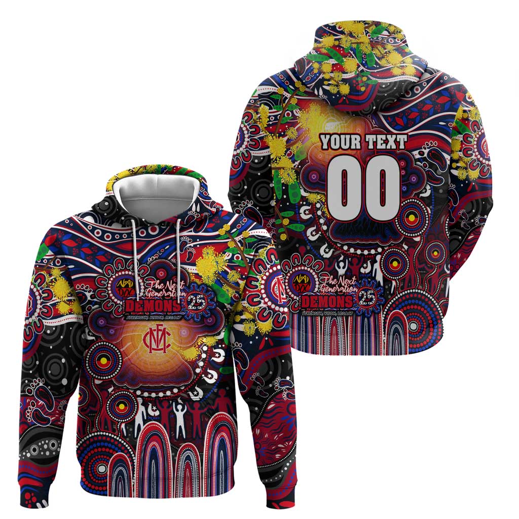 Personalised NAIDOC Week 2025 Demons Football Hoodie Aboriginal Dot Painting