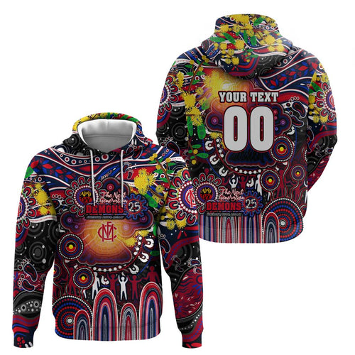 Personalised NAIDOC Week 2025 Demons Football Hoodie Aboriginal Dot Painting