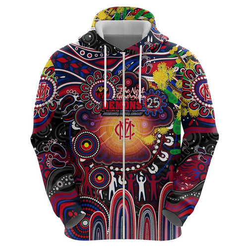 Personalised NAIDOC Week 2025 Demons Football Hoodie Aboriginal Dot Painting