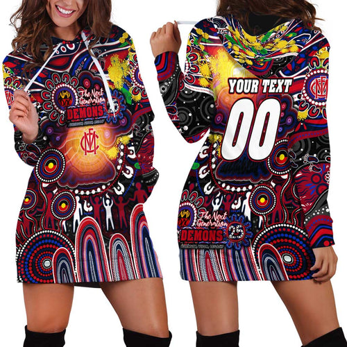Personalised NAIDOC Week 2025 Demons Football Hoodie Dress Aboriginal Dot Painting