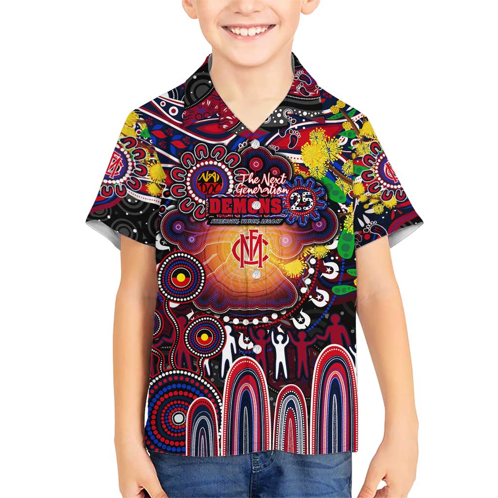 Personalised NAIDOC Week 2025 Demons Football Kid Hawaiian Shirt Aboriginal Dot Painting
