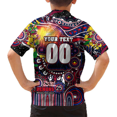 Personalised NAIDOC Week 2025 Demons Football Kid Hawaiian Shirt Aboriginal Dot Painting