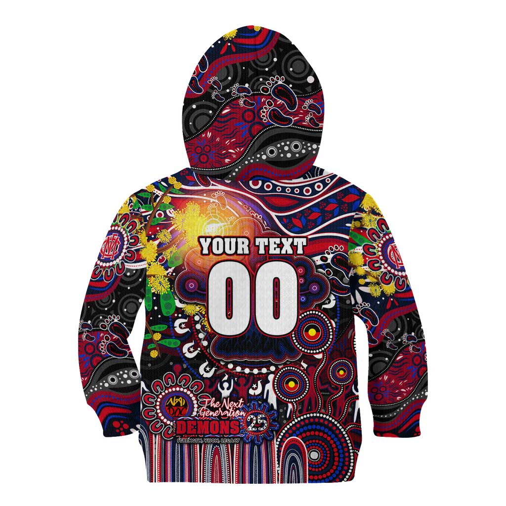 Personalised NAIDOC Week 2025 Demons Football Kid Hoodie Aboriginal Dot Painting