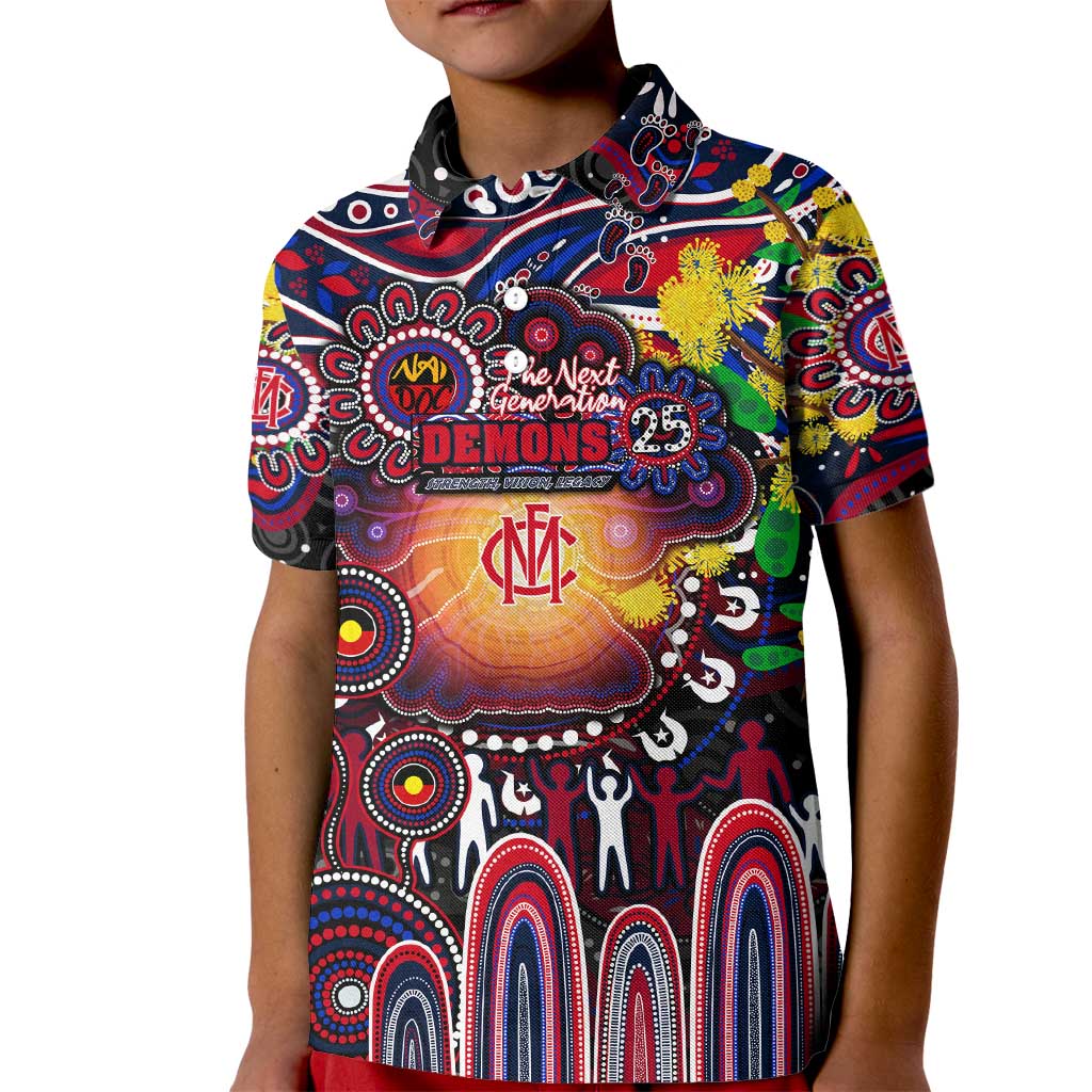 Personalised NAIDOC Week 2025 Demons Football Kid Polo Shirt Aboriginal Dot Painting