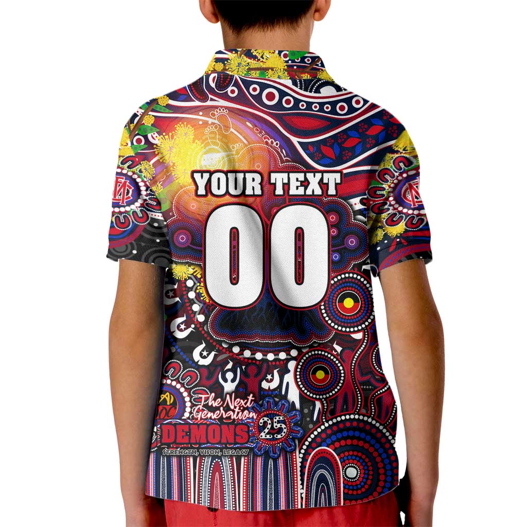 Personalised NAIDOC Week 2025 Demons Football Kid Polo Shirt Aboriginal Dot Painting