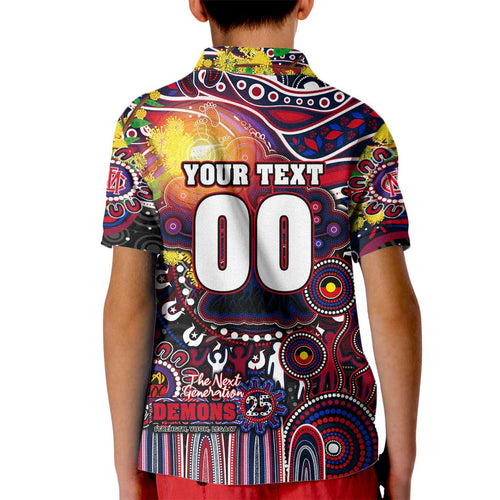 Personalised NAIDOC Week 2025 Demons Football Kid Polo Shirt Aboriginal Dot Painting