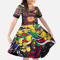 Personalised NAIDOC Week 2025 Demons Football Kid Short Sleeve Dress Aboriginal Dot Painting