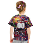 Personalised NAIDOC Week 2025 Demons Football Kid T Shirt Aboriginal Dot Painting