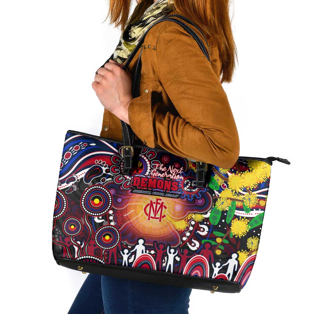 NAIDOC Week 2025 Demons Football Leather Tote Bag Aboriginal Dot Painting