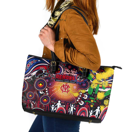 NAIDOC Week 2025 Demons Football Leather Tote Bag Aboriginal Dot Painting