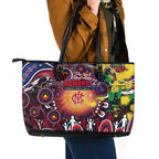 NAIDOC Week 2025 Demons Football Leather Tote Bag Aboriginal Dot Painting
