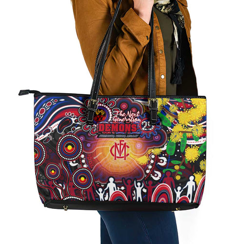 NAIDOC Week 2025 Demons Football Leather Tote Bag Aboriginal Dot Painting