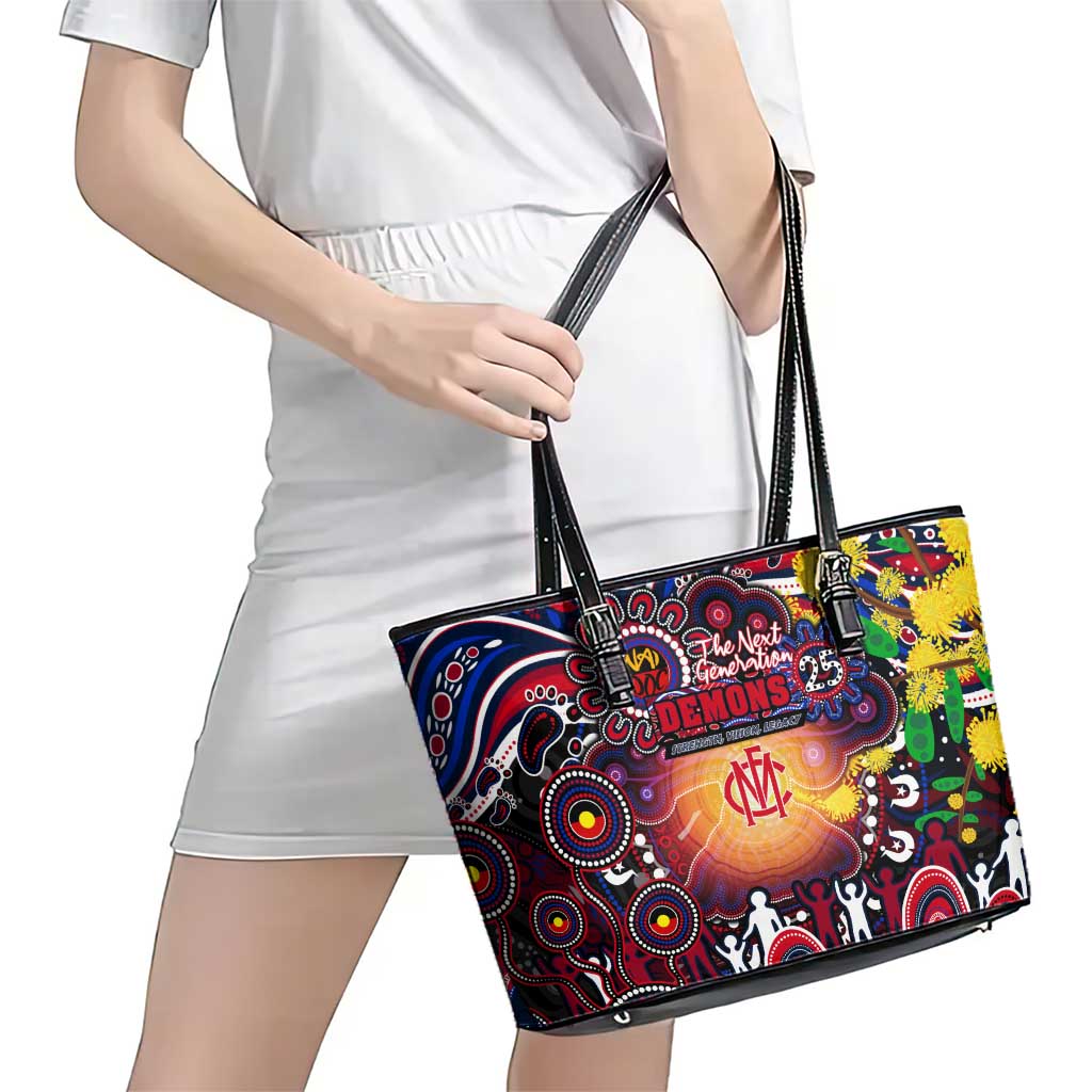NAIDOC Week 2025 Demons Football Leather Tote Bag Aboriginal Dot Painting