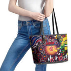 NAIDOC Week 2025 Demons Football Leather Tote Bag Aboriginal Dot Painting
