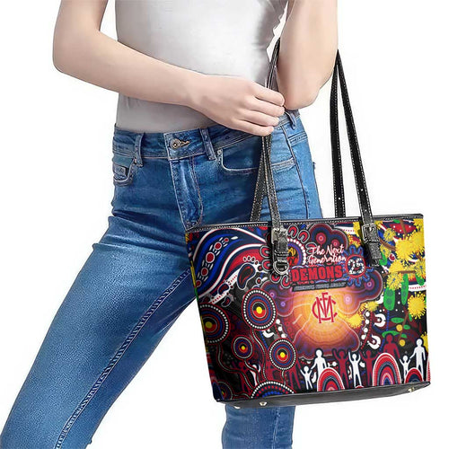 NAIDOC Week 2025 Demons Football Leather Tote Bag Aboriginal Dot Painting