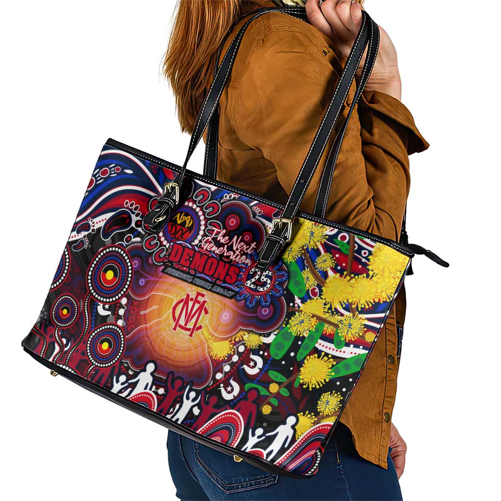 NAIDOC Week 2025 Demons Football Leather Tote Bag Aboriginal Dot Painting