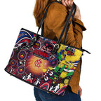 NAIDOC Week 2025 Demons Football Leather Tote Bag Aboriginal Dot Painting