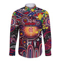 Personalised NAIDOC Week 2025 Demons Football Long Sleeve Button Shirt Aboriginal Dot Painting