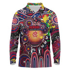 Personalised NAIDOC Week 2025 Demons Football Long Sleeve Polo Shirt Aboriginal Dot Painting