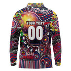 Personalised NAIDOC Week 2025 Demons Football Long Sleeve Polo Shirt Aboriginal Dot Painting