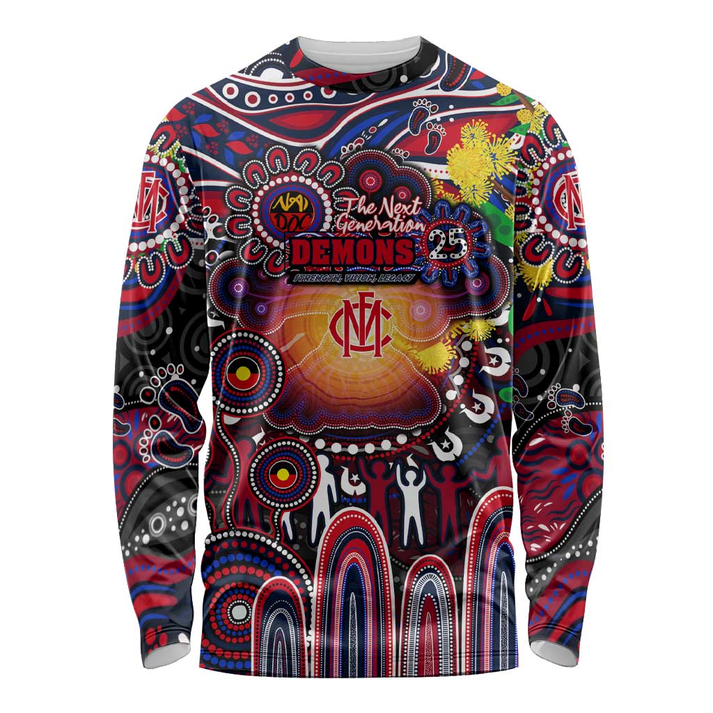 Personalised NAIDOC Week 2025 Demons Football Long Sleeve Shirt Aboriginal Dot Painting