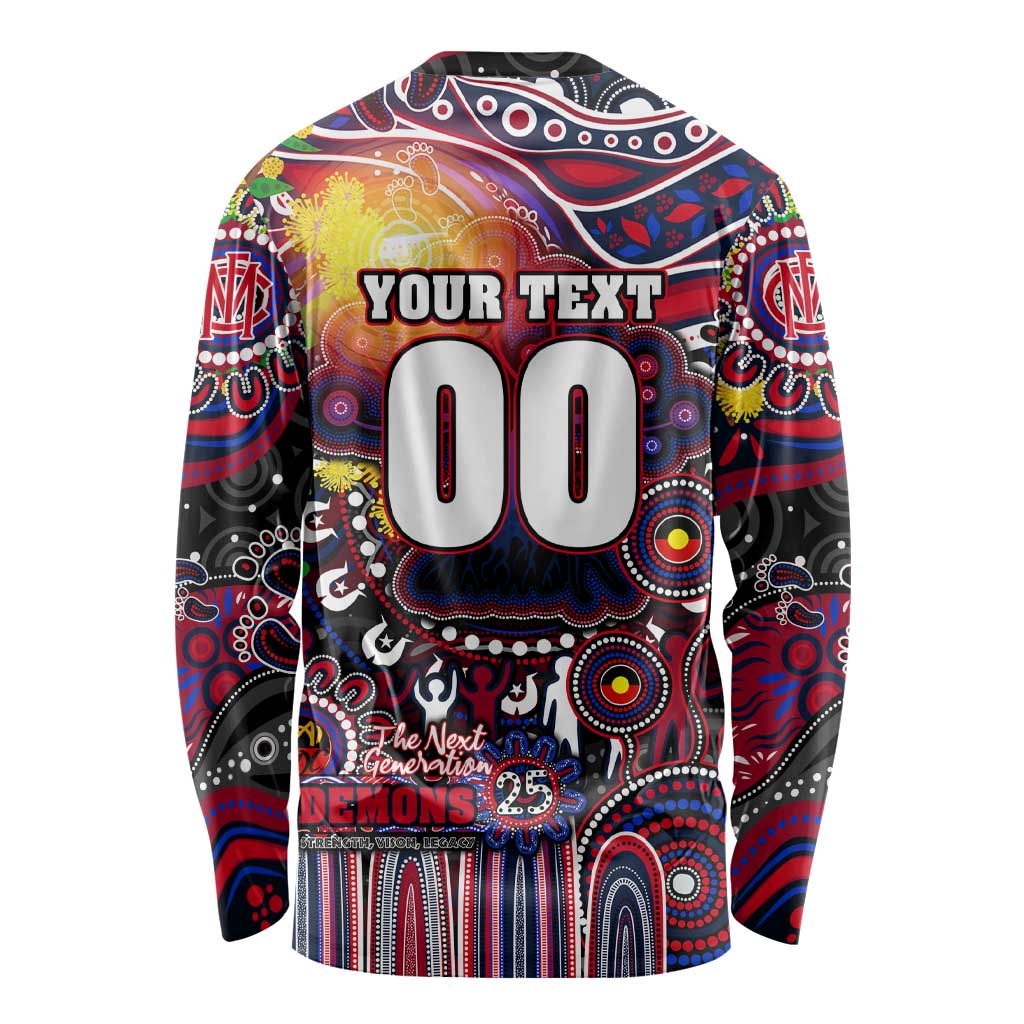 Personalised NAIDOC Week 2025 Demons Football Long Sleeve Shirt Aboriginal Dot Painting