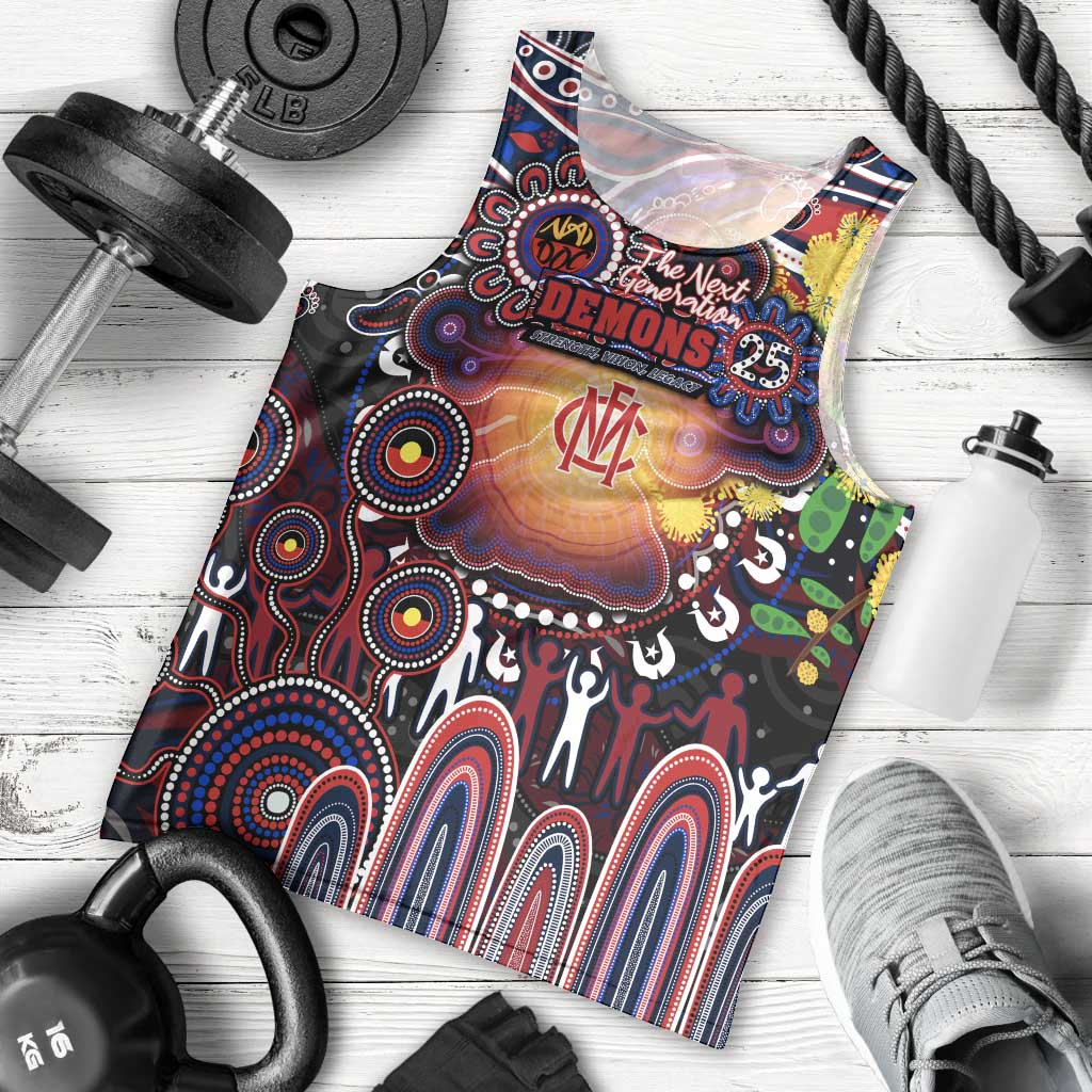 Personalised NAIDOC Week 2025 Demons Football Men Tank Top Aboriginal Dot Painting
