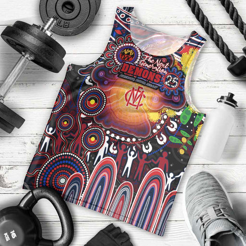 Personalised NAIDOC Week 2025 Demons Football Men Tank Top Aboriginal Dot Painting