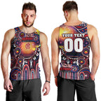 Personalised NAIDOC Week 2025 Demons Football Men Tank Top Aboriginal Dot Painting