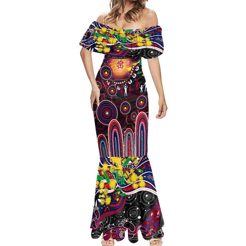 Personalised NAIDOC Week 2025 Demons Football Mermaid Dress Aboriginal Dot Painting