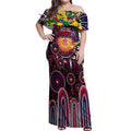 Personalised NAIDOC Week 2025 Demons Football Off Shoulder Maxi Dress Aboriginal Dot Painting