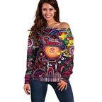 Personalised NAIDOC Week 2025 Demons Football Off Shoulder Sweater Aboriginal Dot Painting
