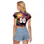 Personalised NAIDOC Week 2025 Demons Football Raglan Cropped T Shirt Aboriginal Dot Painting