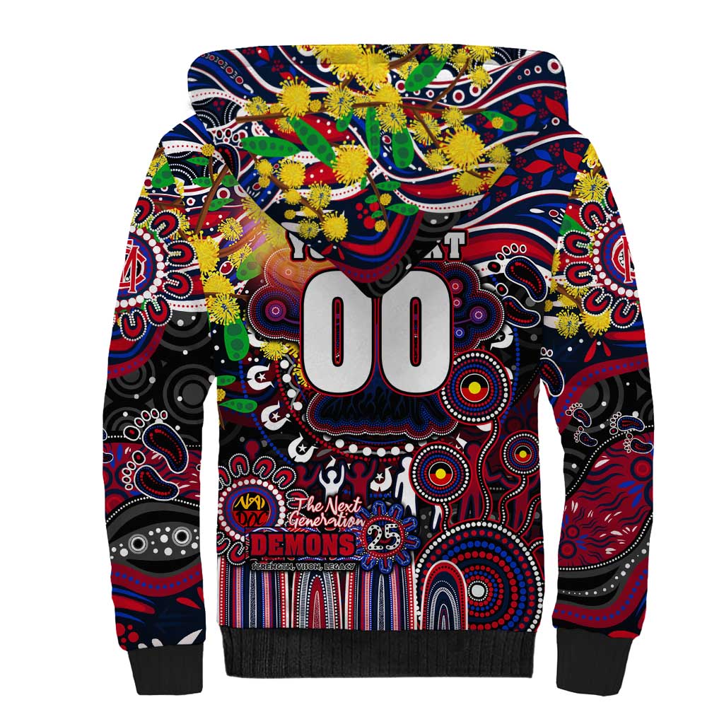 Personalised NAIDOC Week 2025 Demons Football Sherpa Hoodie Aboriginal Dot Painting