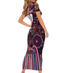Personalised NAIDOC Week 2025 Demons Football Short Sleeve Bodycon Dress Aboriginal Dot Painting