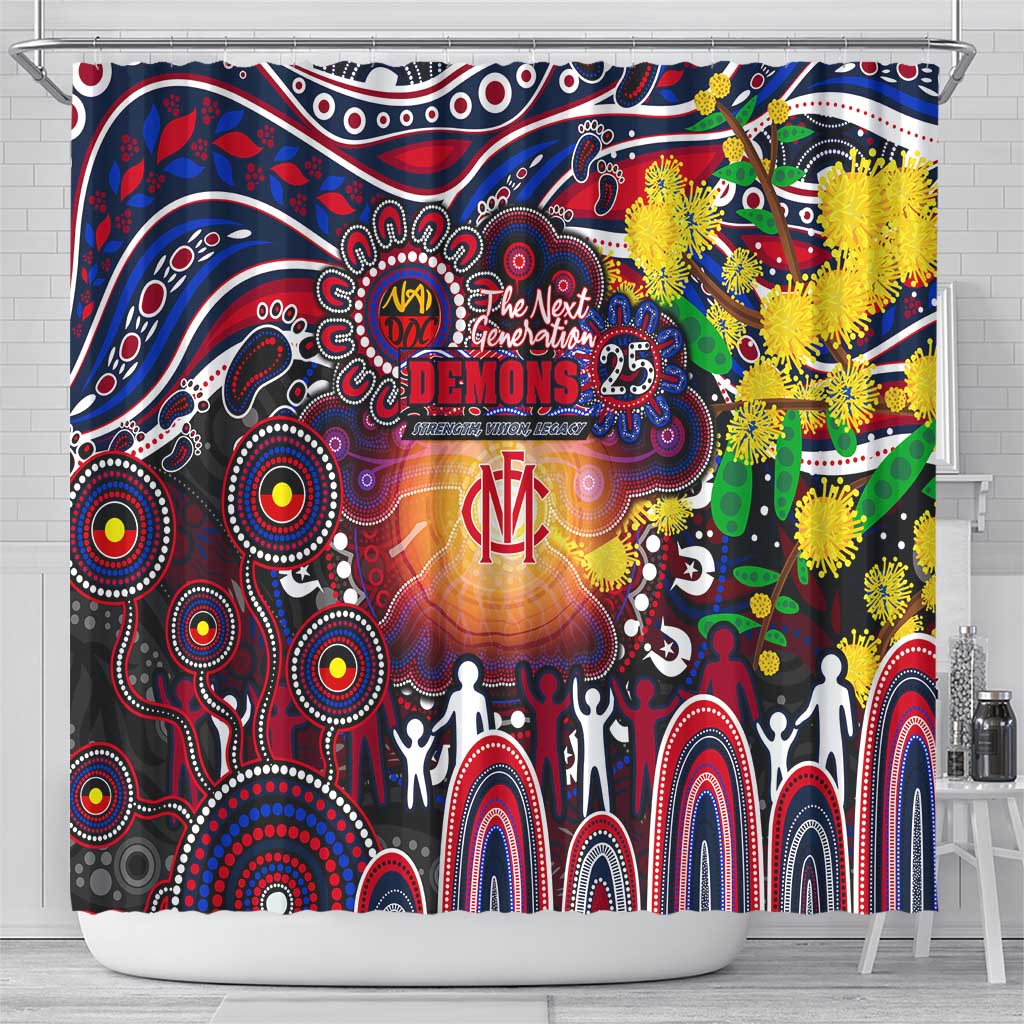 NAIDOC Week 2025 Demons Football Shower Curtain Aboriginal Dot Painting