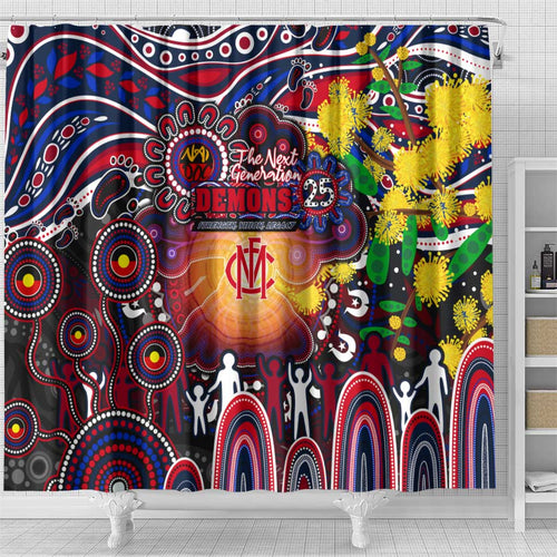 NAIDOC Week 2025 Demons Football Shower Curtain Aboriginal Dot Painting