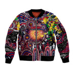 Personalised NAIDOC Week 2025 Demons Football Sleeve Zip Bomber Jacket Aboriginal Dot Painting