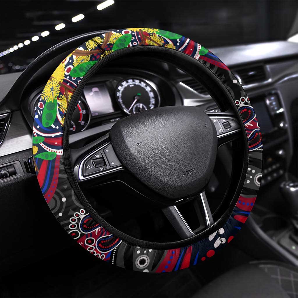 NAIDOC Week 2025 Demons Football Steering Wheel Cover Aboriginal Dot Painting