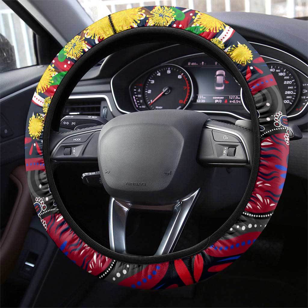 NAIDOC Week 2025 Demons Football Steering Wheel Cover Aboriginal Dot Painting