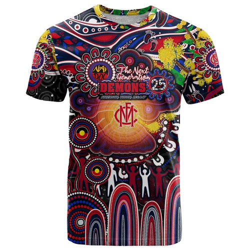 Personalised NAIDOC Week 2025 Demons Football T Shirt Aboriginal Dot Painting