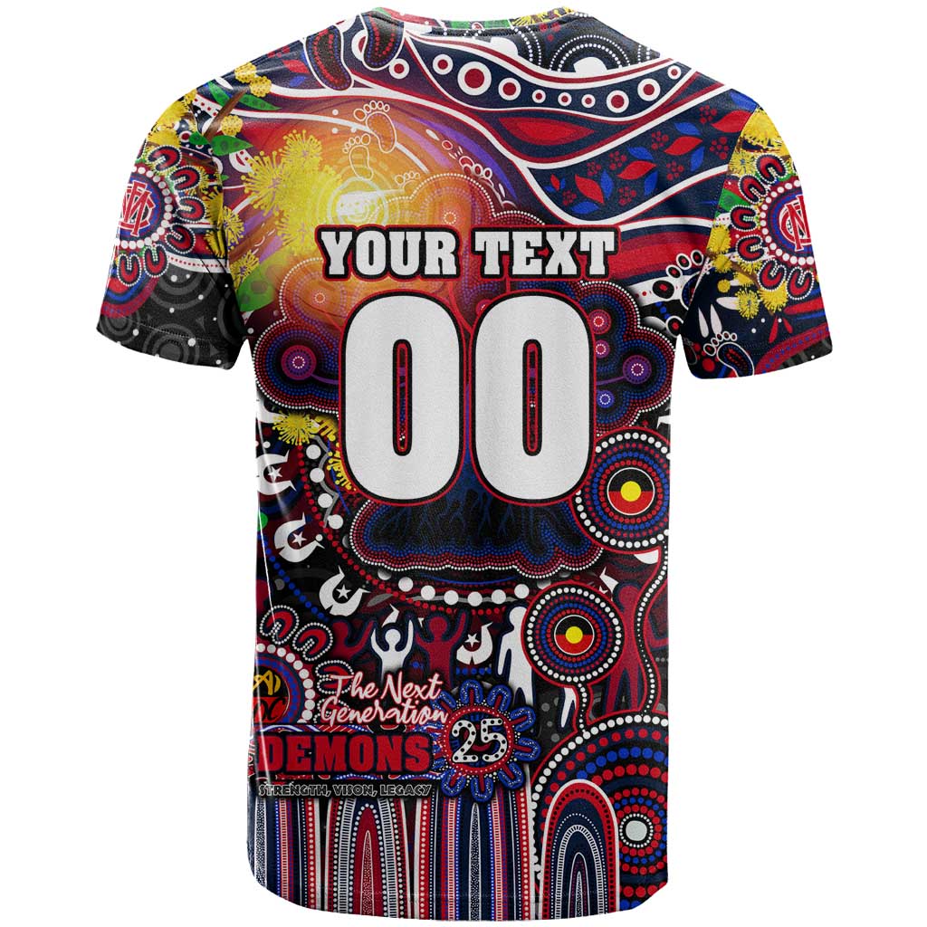 Personalised NAIDOC Week 2025 Demons Football T Shirt Aboriginal Dot Painting