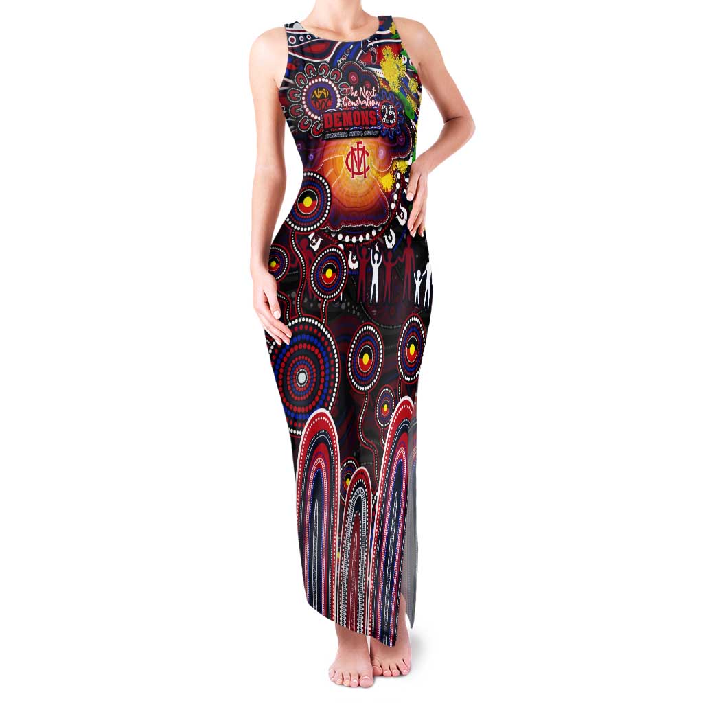 Personalised NAIDOC Week 2025 Demons Football Tank Maxi Dress Aboriginal Dot Painting