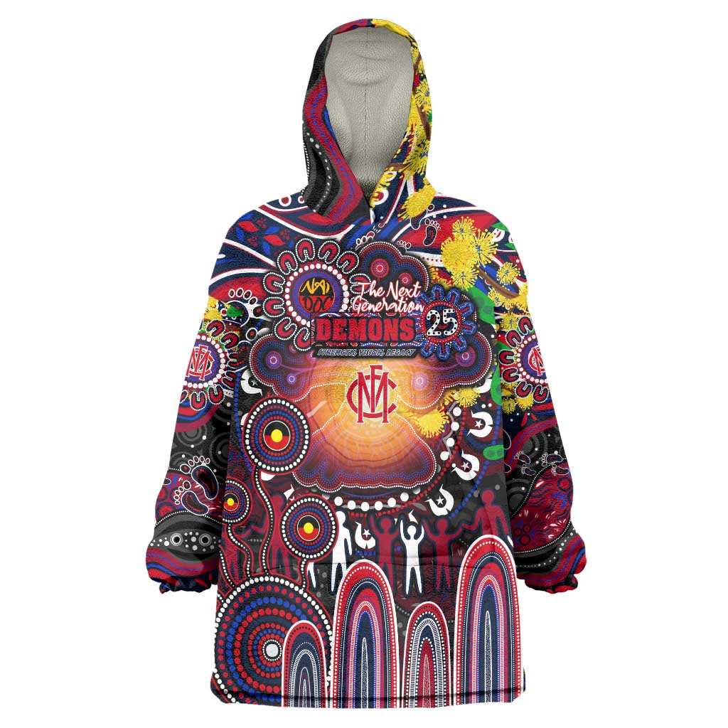 Personalised NAIDOC Week 2025 Demons Football Wearable Blanket Hoodie Aboriginal Dot Painting
